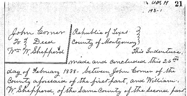 John Corner to W. W. Shepperd - February 26, 1838